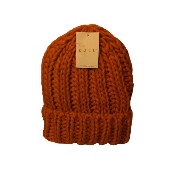 Lulu Orange Chunky Knit Beanie NWT - Picture 3 of 3